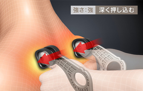 強さ：強　深く押し込む